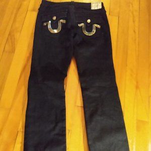 Women's Vintage True Religion Billy Super T Dark Indigo Blue Denim Jeans USA S30